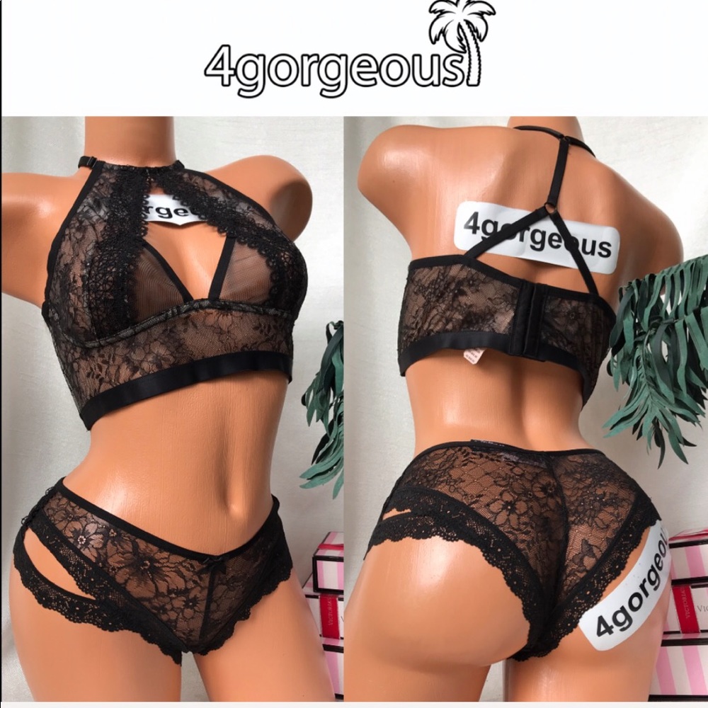 VS XL,L,M LINGERIE SET BRA SET CUTOUT SEXY BLACK